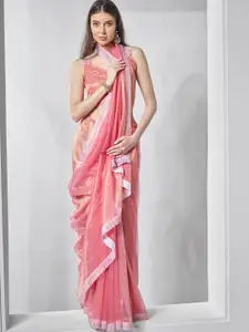Mitera Ethnic Motifs Beads and Stones Tissue Saree
