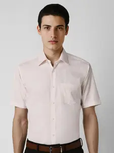 Van Heusen Men Spread Collar Solid Cotton Formal Shirt