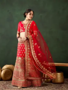 Sangria Embroidered Semi-Stitched Lehenga & Unstitched Choli With Dupatta