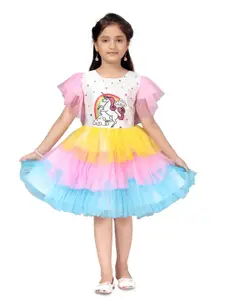 BAESD Print Flared Sleeve Net Fit & Flare Dress