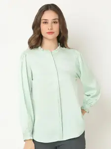 NOT SO PINK Women New Mandarin Collar Solid Casual Shirt