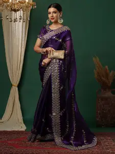 Satrani Embellished Sequinned Tissue Saree