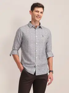 U.S. Polo Assn. Men Classic Cutaway Collar Geometric Printed Cotton Formal Shirt