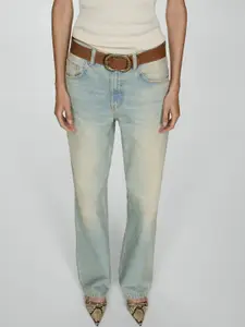 MANGO Women Pure Cotton Straight Fit Light Fade Jeans