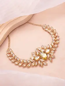SOHI The Marquise Gold-Plated Amber Studded Statement Necklace