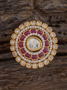 Kushal's Fashion Jewellery Embellished Bridal Kundan Studded Adjustable Finger Ring