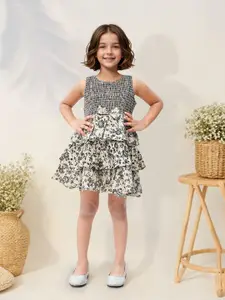 Toonyport Girls Floral Print Fit & Flare Dress