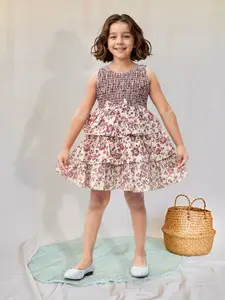 Toonyport Girls Floral Print Fit & Flare Dress