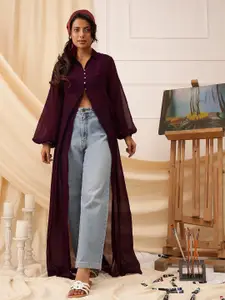 QUIERO Shirt Collar Longline Shrug