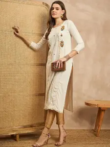 all about you Women Embroidered Straight Kurtas