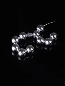 Adwitiya Collection Silver-Plated Beaded Classic Half Hoop Earrings