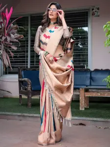 Anouk Woven Design Striped Zari Kanjeevaram Saree