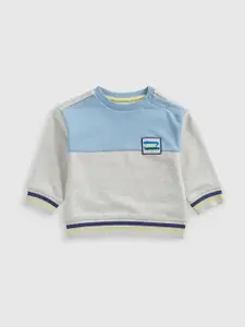 mothercare Boys Antimicrobial Colourblocked Round Neck Cotton Pullover Sweatshirt