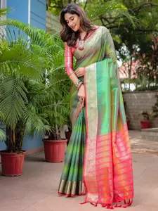 Anouk Striped Zari Tissue Designer Banarasi Saree