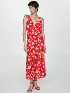MANGO Floral Print Wrap Maxi Dress