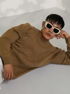 Campus Sutra Men Cable Knit Woollen Pullover Sweaters