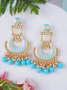 Adwitiya Collection Gold Plated Artificial Stones Studded Classic Chandbalis