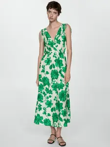 MANGO Floral Print Wrap Maxi Dress