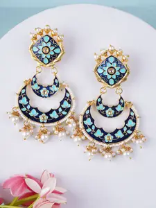 Adwitiya Collection Gold Plated Artificial Stones Studded Classic Chandbalis