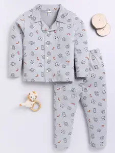 LITTLE NINJA Boys Printed Pure Cotton T-shirt with Pyjamas