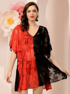 TANDUL Colourblocked V-Neck Kaftan Dress