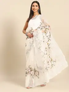 Anouk Floral Embroidered Organza Saree