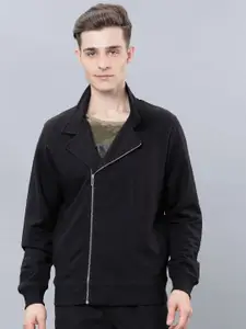 HIGHLANDER Men Solid Mock Collar Cotton Front-Open Sweatshirt