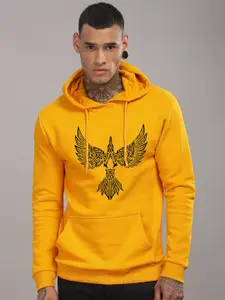 ADRO Men Cotton Printed Long Sleeves Hooded neck Kangaroo Pocket Sweatshirt