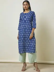 Soch Abstract Printed Round Neck Cotton Straight Kurta