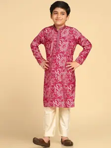 KISAH Boys Paisley Printed Straight Kurta with Pyjamas