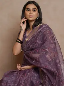 KALINI Floral Printed Zari Saree