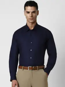 V Dot Men Spread Collar Solid Cotton Slim Fit Party Shirt