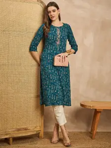 all about you Women Floral Printed Straight Kurta