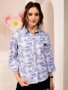 TANDUL Women Standard Spread Collar Tropical Printed Casual Shirt