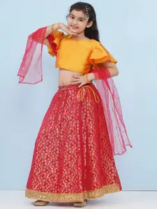 Aj DEZInES Girls Woven Design Ready to Wear Lehenga & Blouse With Dupatta