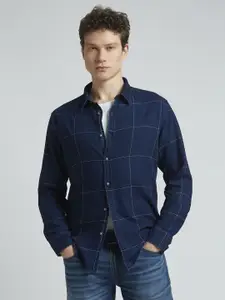 Pepe Jeans Men Spread Collar Buffalo Checked Cotton Casual Shirt