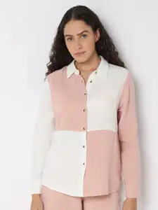 Vero Moda Women Spread Collar Colourblocked Cotton Casual Shirt