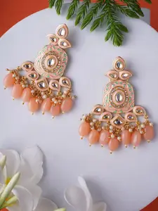 Adwitiya Collection Gold Plated Artificial Stones Studded Classic Drop Earrings