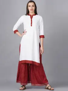 BAESD Mandarin Collar Three-Quarter Sleeves Straight Kurta