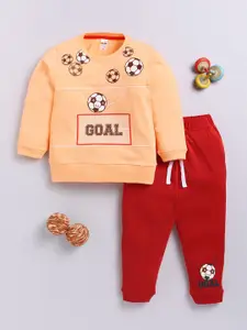 LITTLE NINJA Boys Printed Pure Cotton T-shirt with Trousers