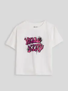 The Souled Store Girls Typography Printed Round Neck Cotton T-shirt