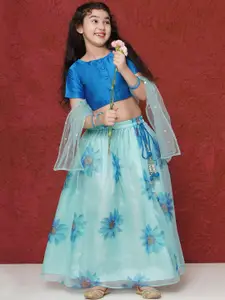 Aj DEZInES Girls Organza Ready to Wear Lehenga & Blouse With Dupatta