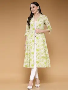 LARGISH Floral Printed Cotton Longline Open Front Shrug