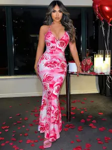 TANDUL Floral Print Maxi Dress