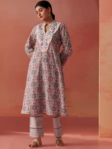 Lakshita Ethnic Motifs Embroidered Bell Sleeves Gotta Patti A-Line Kurta