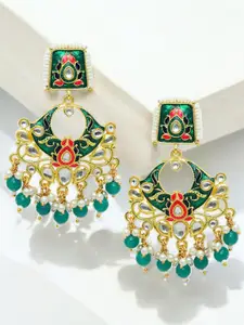 OOMPH Floral Meenakari Chandbali Earrings