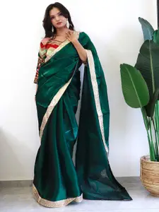 Anouk Women Solid Saree With Embroidered Border