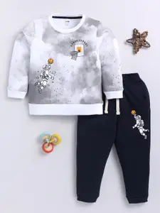 LITTLE NINJA Boys Printed Pure Cotton T-shirt with Trousers