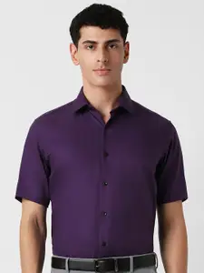 Van Heusen Men Spread Collar Solid Cotton Formal Shirt