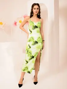 TANDUL Tropical Print Fit & Flare Maxi Dress